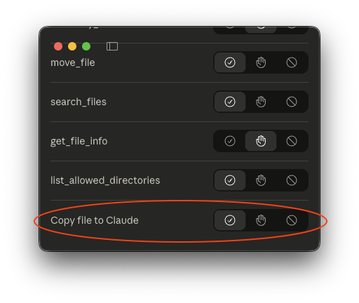 Copy file to Claude tool
